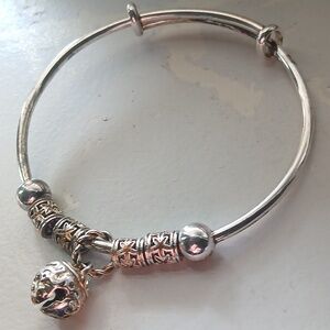 999 Silver Adjustable Bangle With Ornate Charms 19.5 Grams